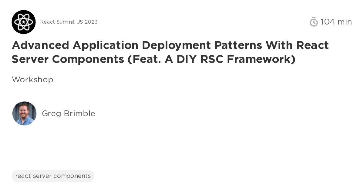 Advanced Application Deployment Patterns with React Server Components ...