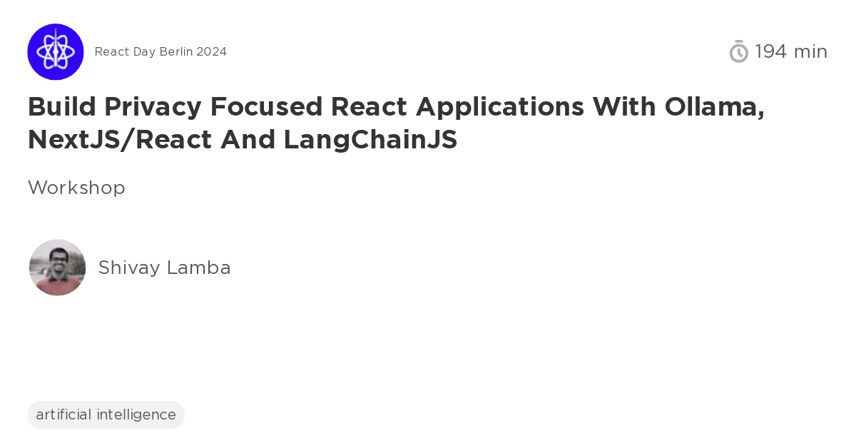Build Privacy focused React Applications with Ollama, NextJS/React and ...
