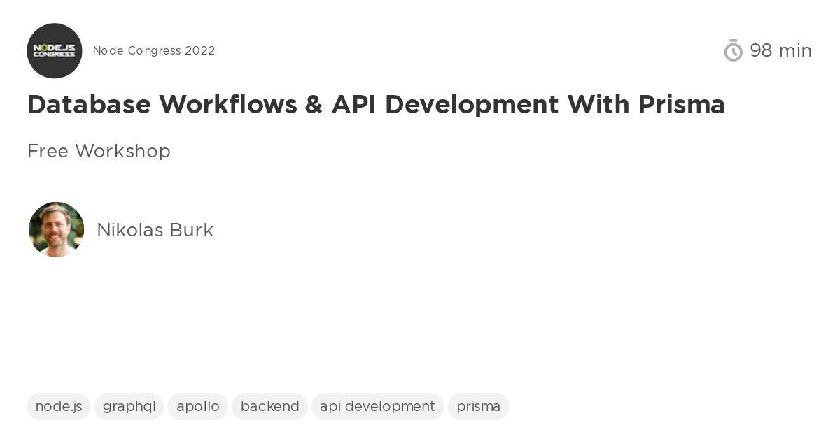 Database Workflows & API Development with Prisma