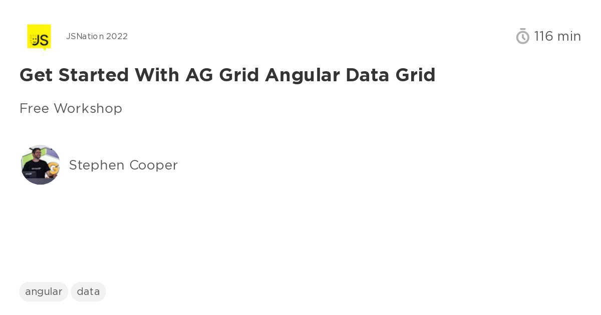 Get started with AG Grid Angular Data Grid - Video recording - GitNation