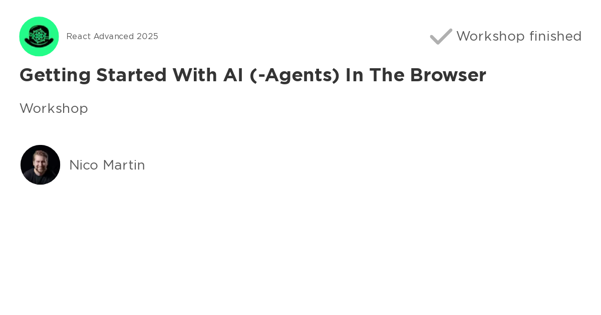 Getting Started With AI (-Agents) in the Browser