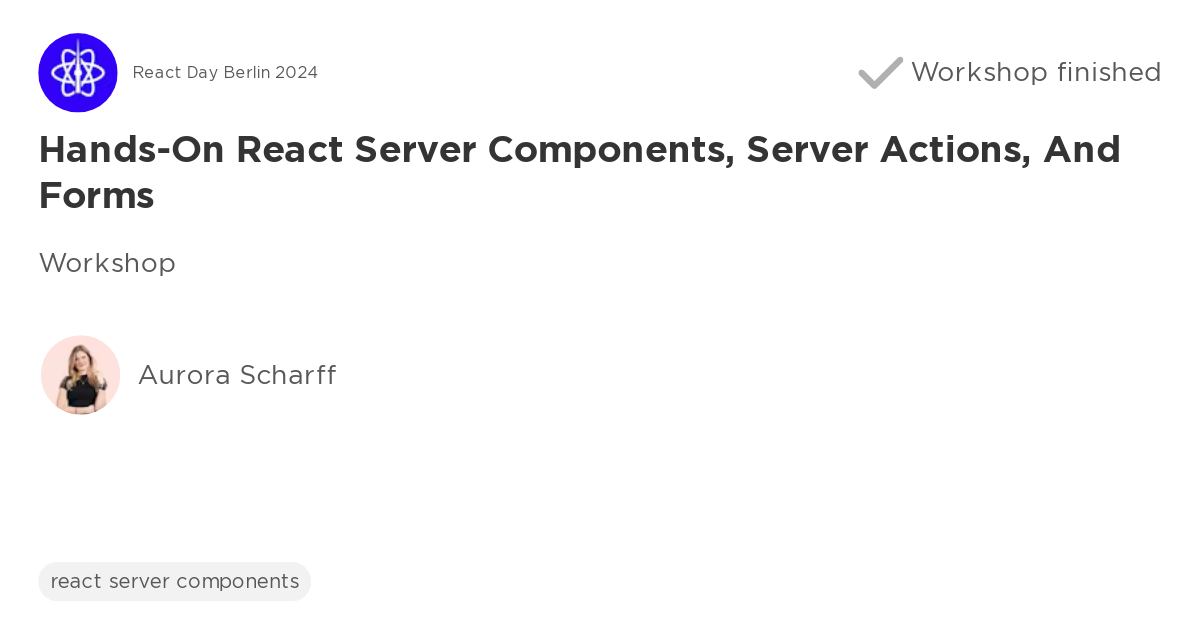 Hands On React Server Components Server Actions And Forms