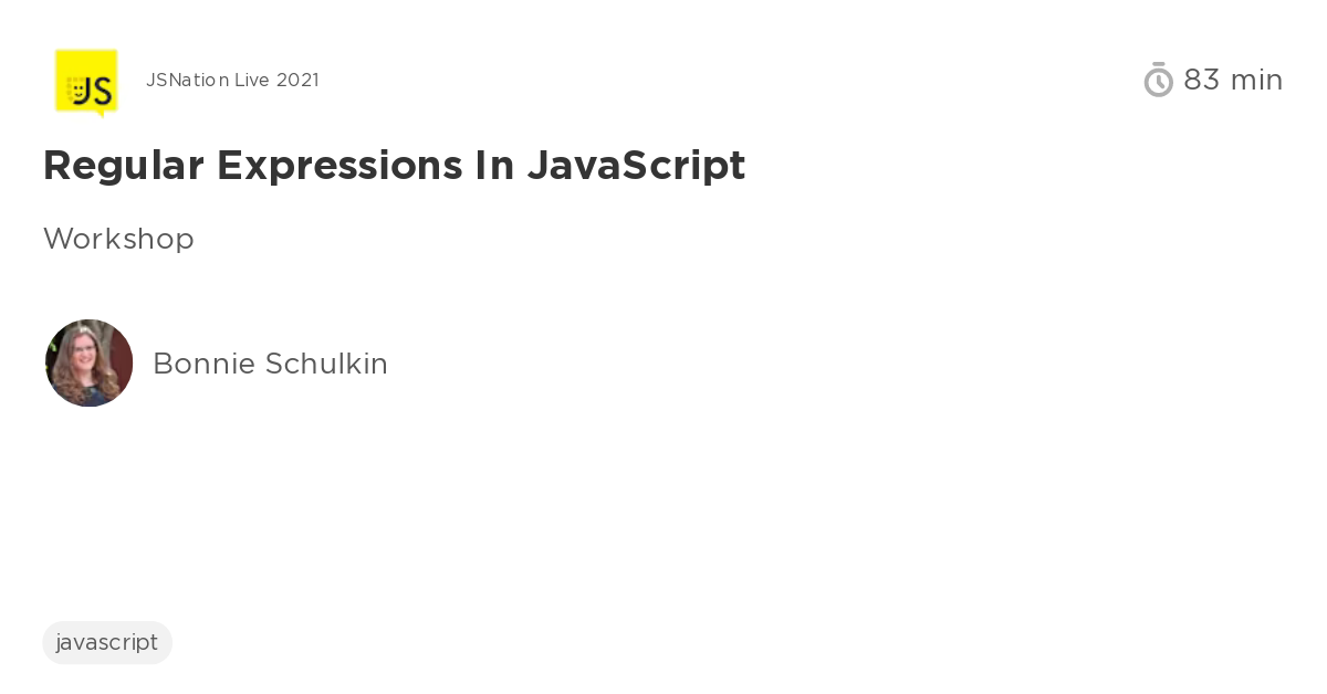 Regular Expressions in JavaScript - Video recording